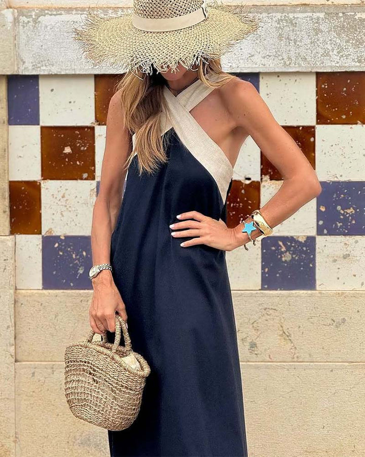 Julya | Elegantes Kleid mit offenem Rücken und modischem Neckholder-Kragen