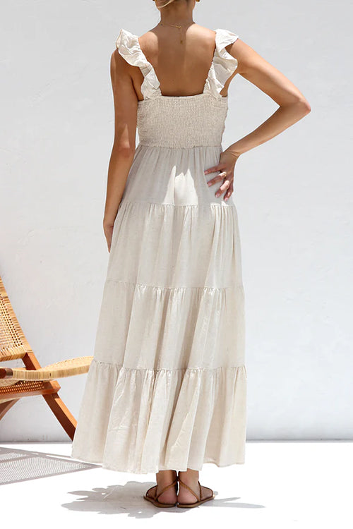 Juliet™ | V-Ausschnitt Rüschen Maxikleid