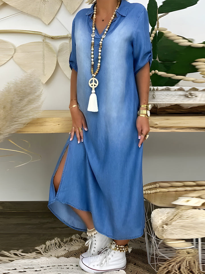 Hazel - Denim-Maxikleid