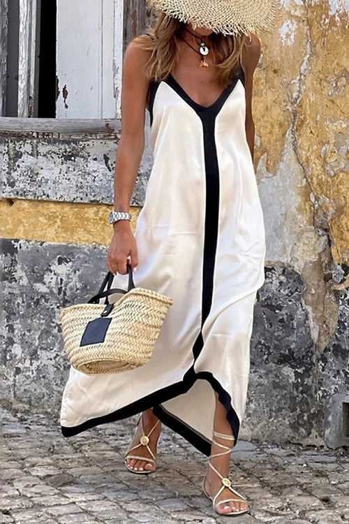 Lora - Spaghetti-Träger V-Ausschnitt Maxi-Kleid