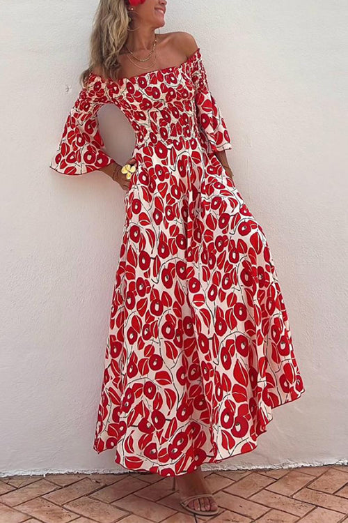 Ingrid™ | Schulterfreies Maxikleid mit Glockenärmeln