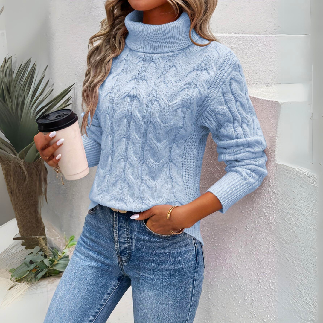 Giorgia – Zopfmuster-Rollkragenpullover
