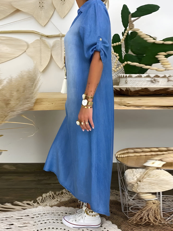 Hazel - Denim-Maxikleid