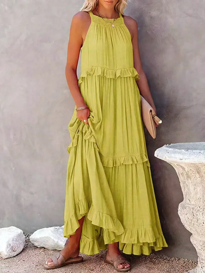 Ilona - HALTERNECK-KLEID MIT RÜSCHEN UND TASCHEN