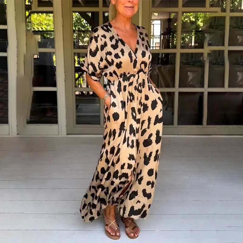 Helga - Maxikleid mit Leopardenmuster