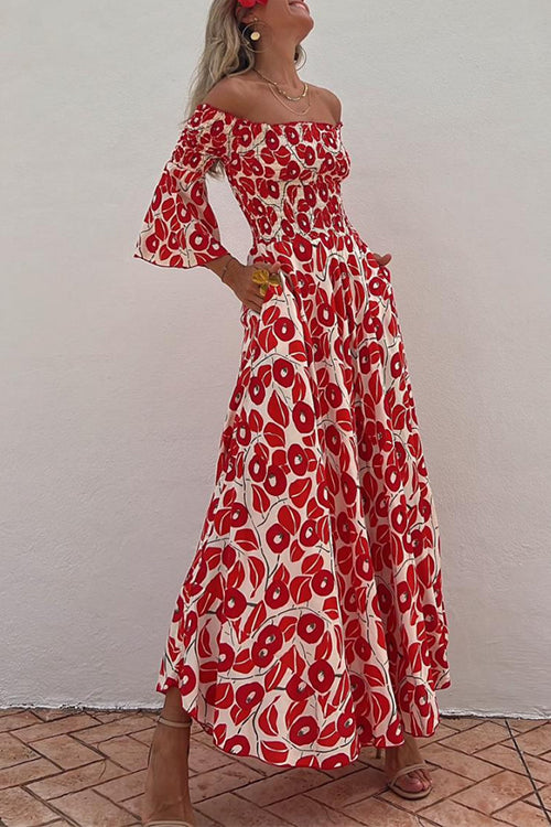 Ingrid™ | Schulterfreies Maxikleid mit Glockenärmeln