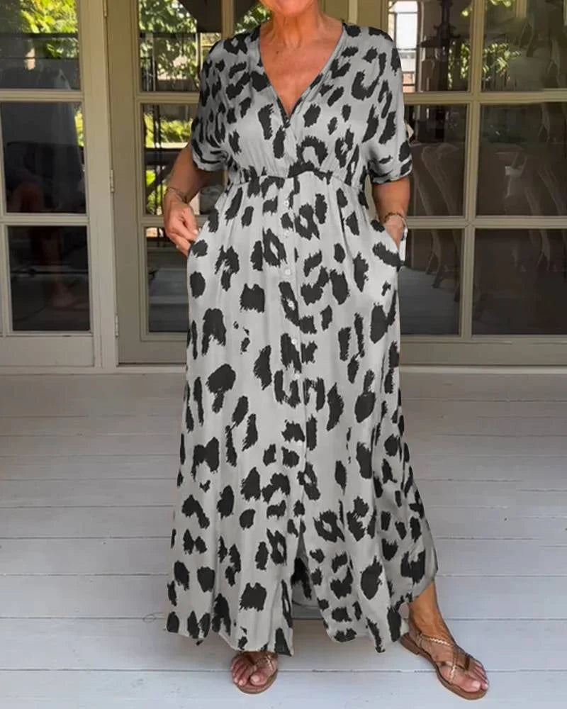 Helga - Maxikleid mit Leopardenmuster