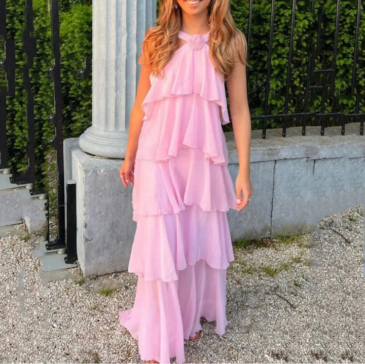 Eryndra ™ | Neckholder-Maxikleid mit Rüschen