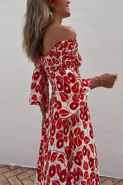 Ingrid™ | Schulterfreies Maxikleid mit Glockenärmeln