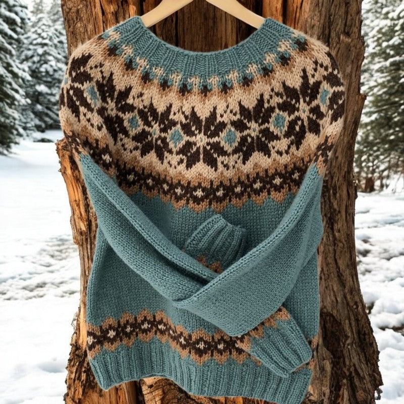 Ila - Vintage-isländischer Jacquard-Strickpullover