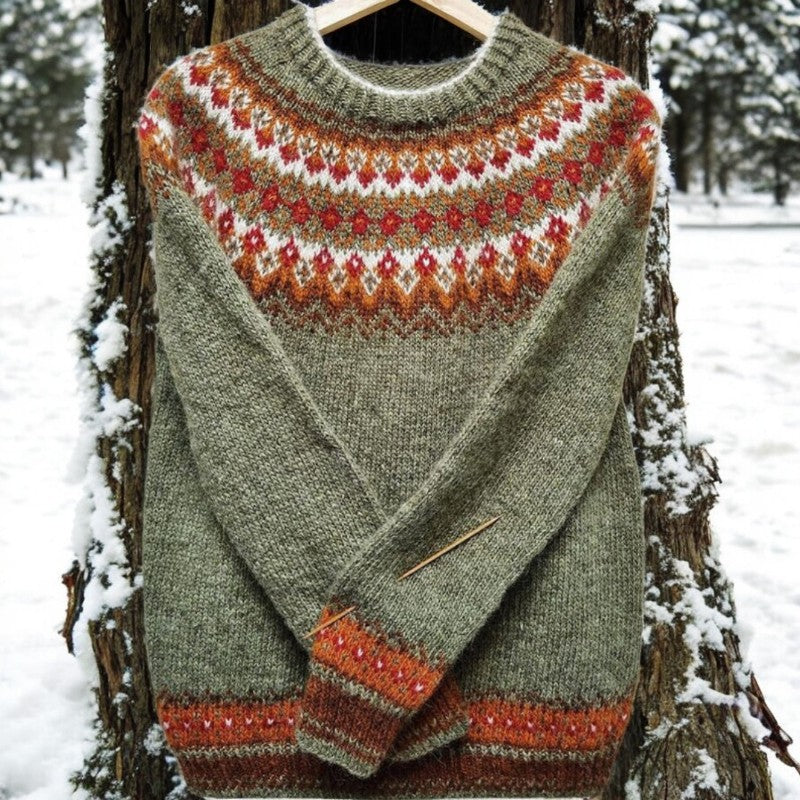 Pamy - Vintage-islandischer Jacquard-Strickpullover