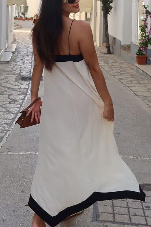 Lora - Spaghetti-Träger V-Ausschnitt Maxi-Kleid