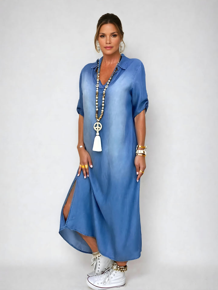 Hazel - Denim-Maxikleid