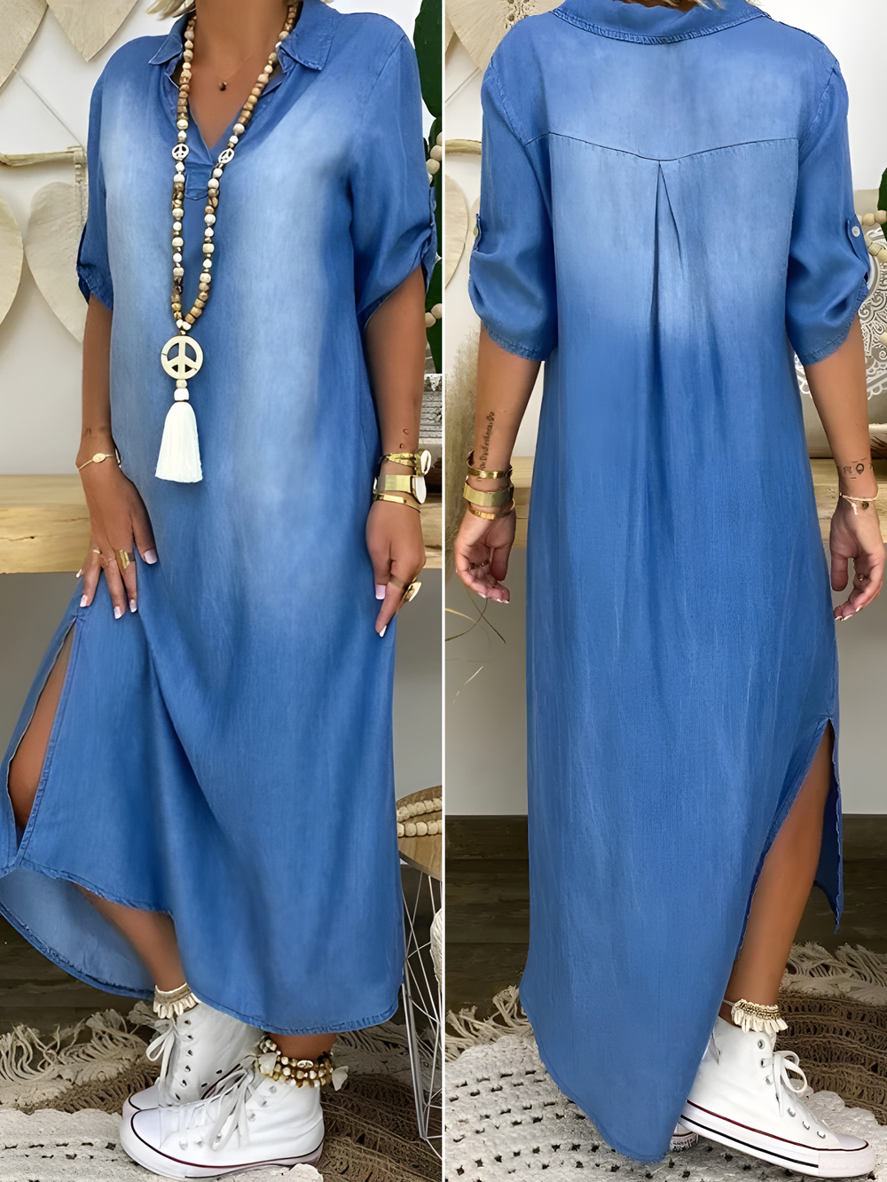 Hazel - Denim-Maxikleid