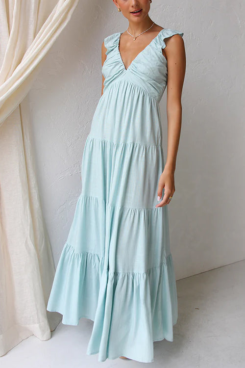 Juliet™ | V-Ausschnitt Rüschen Maxikleid