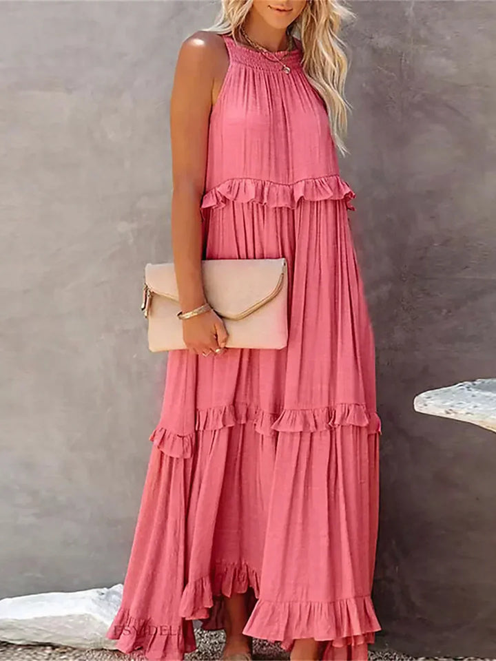 Ilona - HALTERNECK-KLEID MIT RÜSCHEN UND TASCHEN