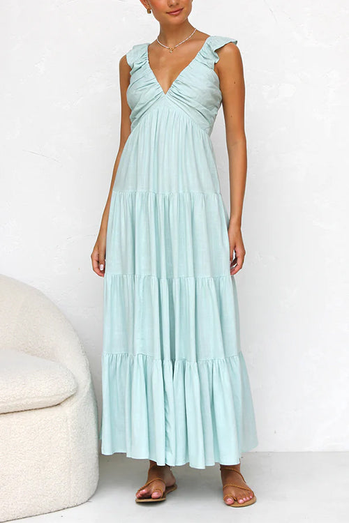 Juliet™ | V-Ausschnitt Rüschen Maxikleid