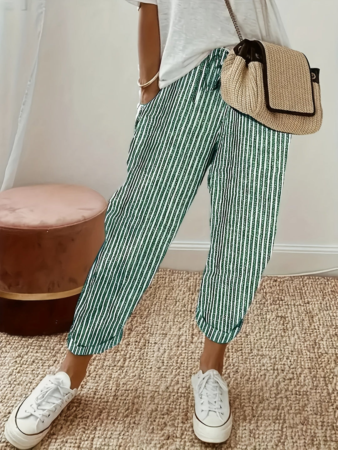 Elena - Gestreifte Hose mit weitem Bein
