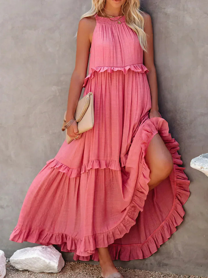 Ilona - HALTERNECK-KLEID MIT RÜSCHEN UND TASCHEN