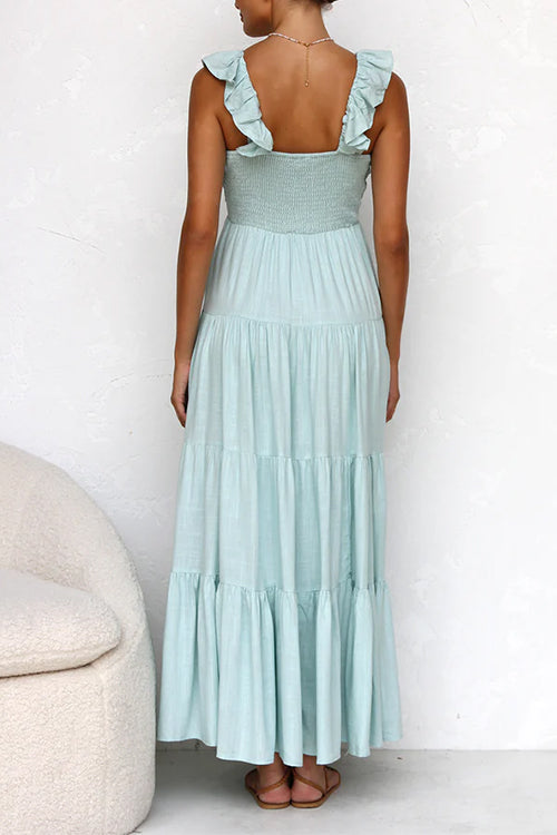 Juliet - Maxikleid mit V-Ausschnitt und Rüschen