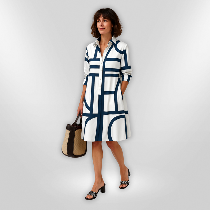Helen™ | Modernes Midikleid mit geometrischem Muster