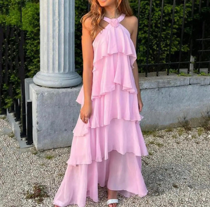 Eryndra ™ | Neckholder-Maxikleid mit Rüschen
