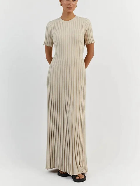Maxi - Gestricktes Langarmkleid