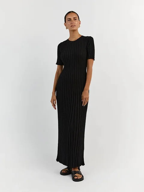 Maxi - Gestricktes Langarmkleid