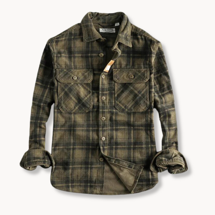 Enzo - Retro Karierter Cordflanell