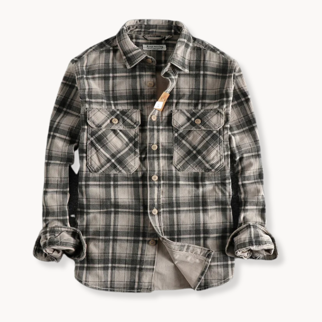 Enzo - Retro Karierter Cordflanell