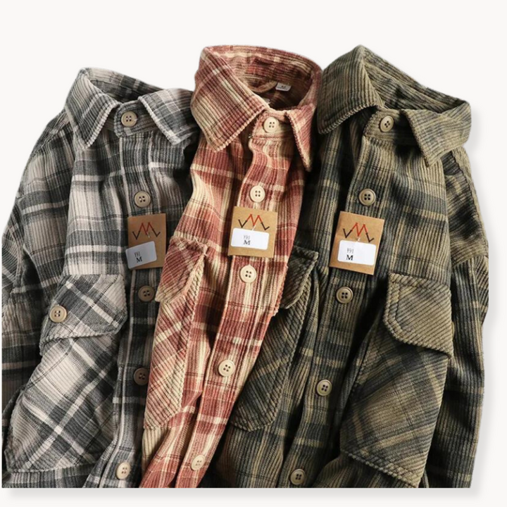 Enzo - Retro Karierter Cordflanell