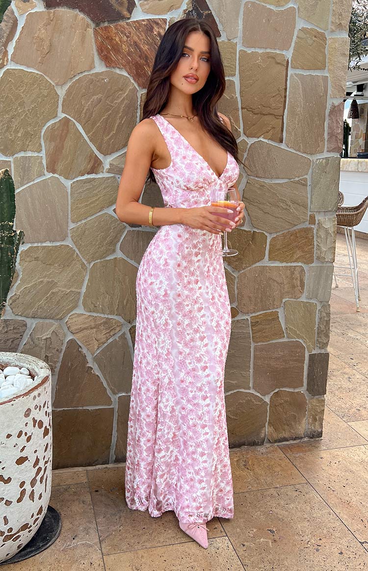 Farida - Rosa Spitzen-Maxikleid
