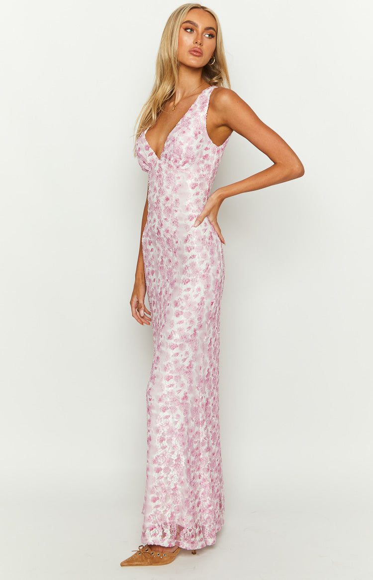 Farida - Rosa Spitzen-Maxikleid
