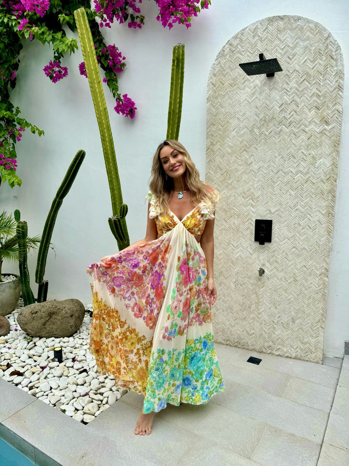Linne - Sommerkleid mit Blumenmuster