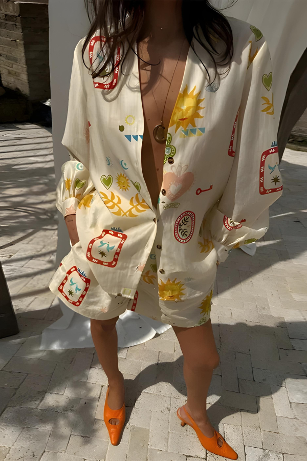 Lacey™ | Langarm- und Shorts-Set