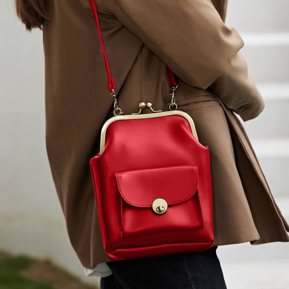 Margarete – Vintage Kussverschluss Schultertasche