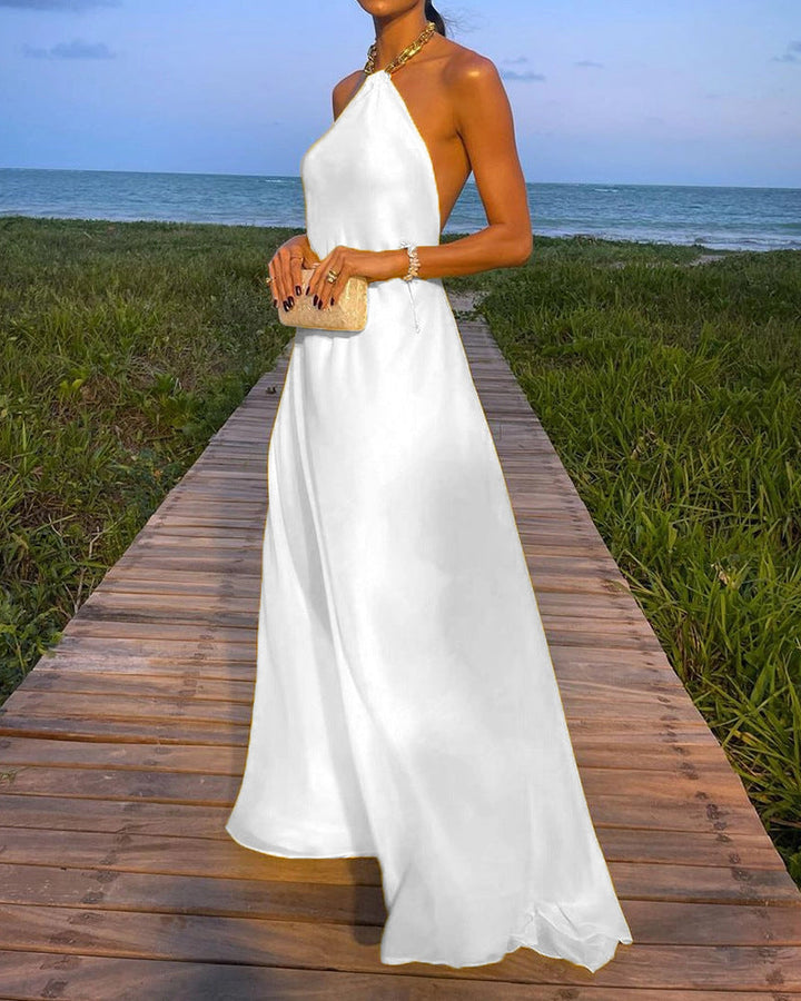 Kayla - Solid Color Kleid mit Halskette
