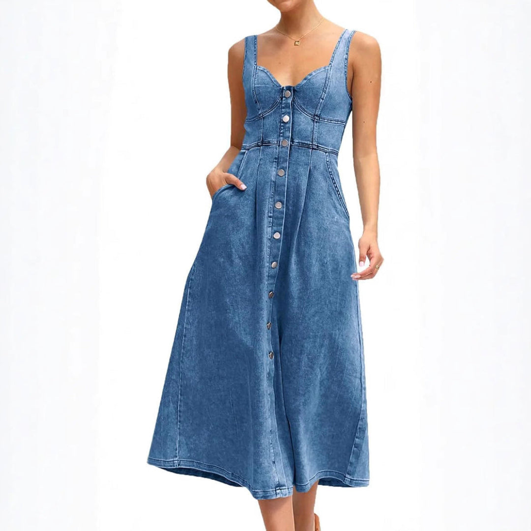 JAYLIN™ – Klassisches ärmelloses Jeanskleid mit Knopfleiste