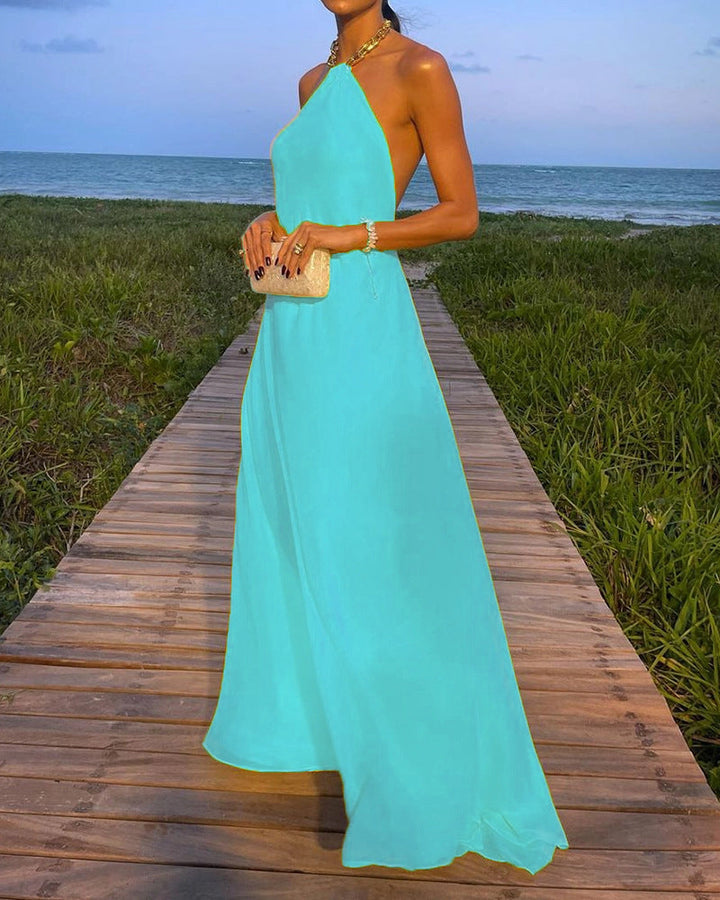 Kayla - Solid Color Kleid mit Halskette