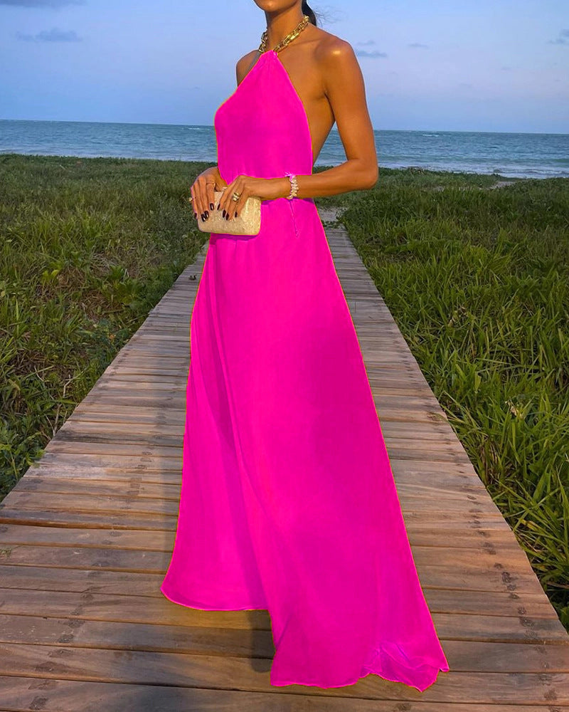 Kayla - Solid Color Kleid mit Halskette
