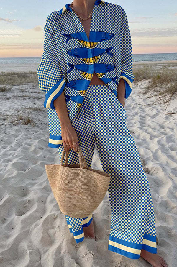 Trivela™ | Leinen-Set mit Sardinen- und Zitronen-Print
