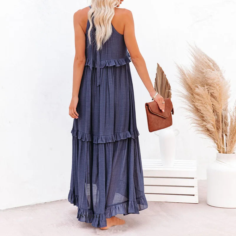 Ilona - HALTERNECK-KLEID MIT RÜSCHEN UND TASCHEN