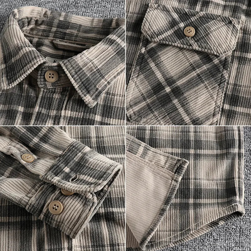 Enzo - Retro Karierter Cordflanell