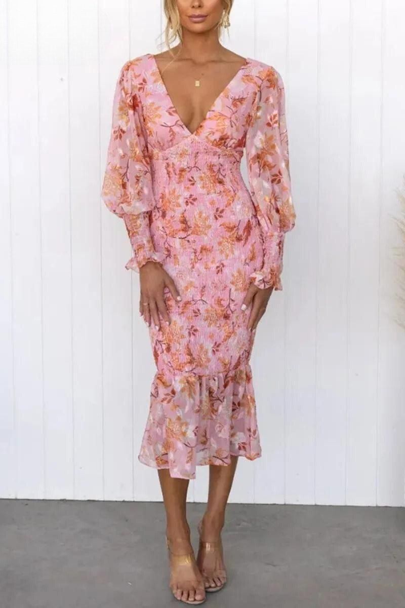 Megan - Midi-Kleid mit Blumenmuster