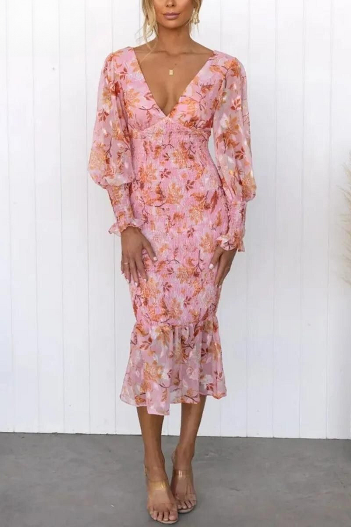 Megan - Midi-Kleid mit Blumenmuster