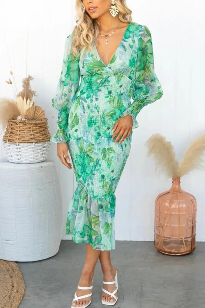 Megan - Midi-Kleid mit Blumenmuster