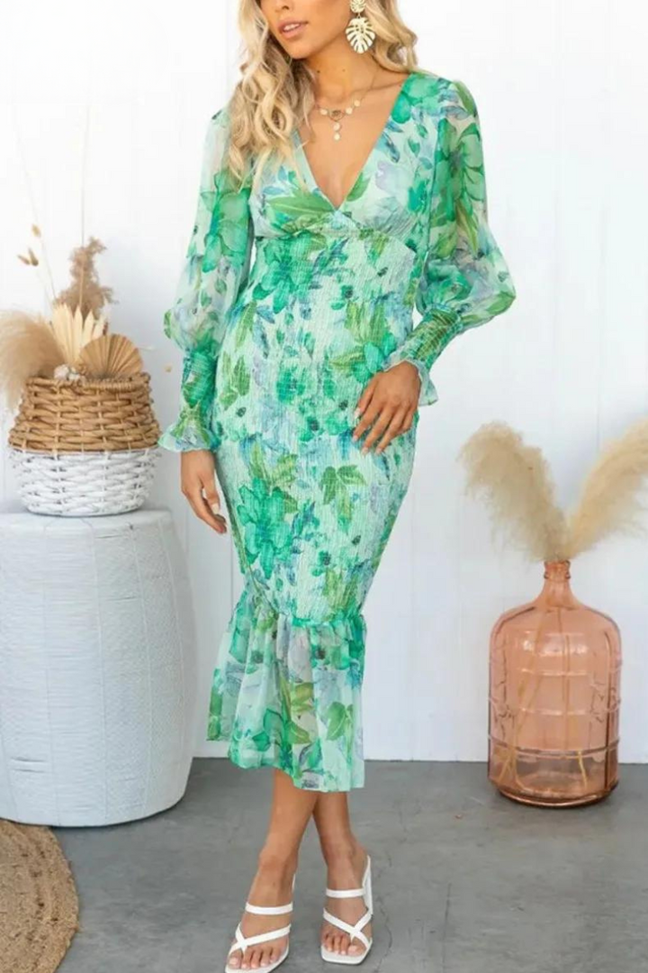 Megan - Midi-Kleid mit Blumenmuster