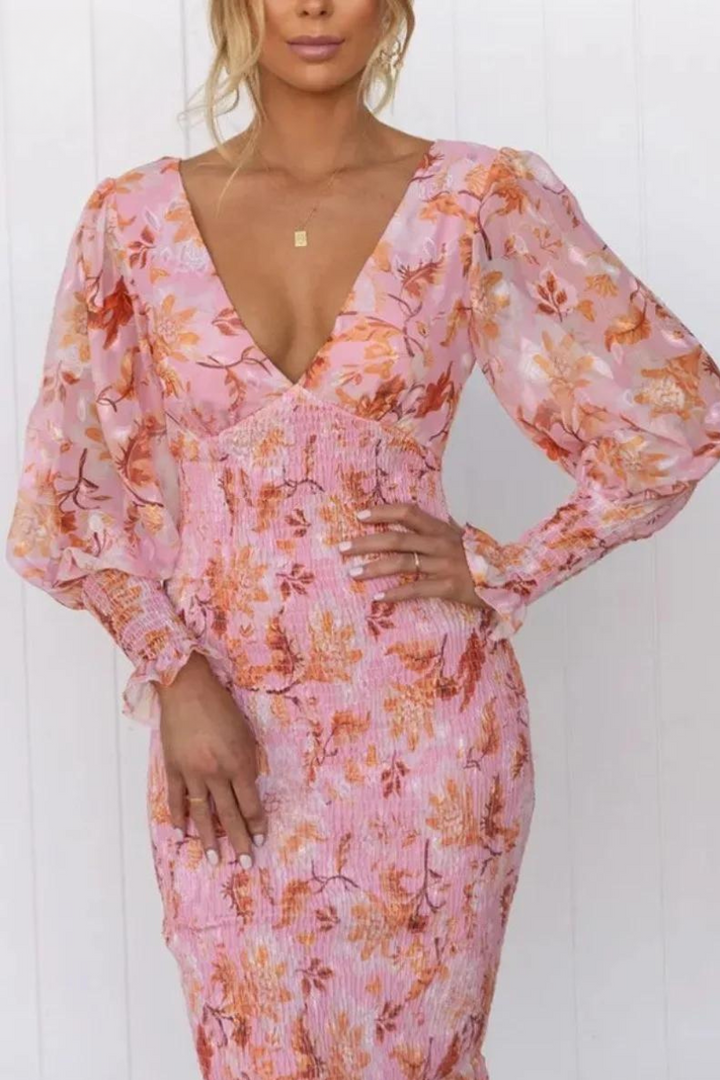Megan - Midi-Kleid mit Blumenmuster