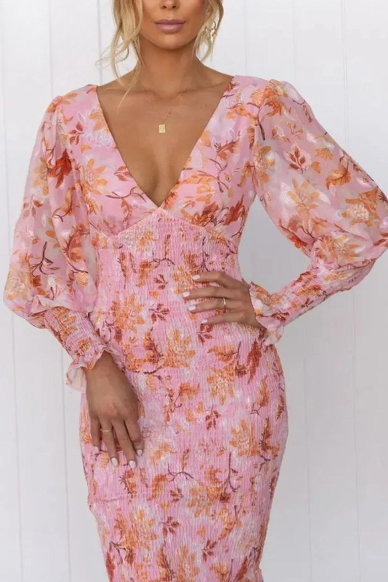 Megan - Midi-Kleid mit Blumenmuster