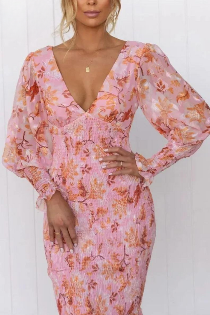 Megan - Midi-Kleid mit Blumenmuster